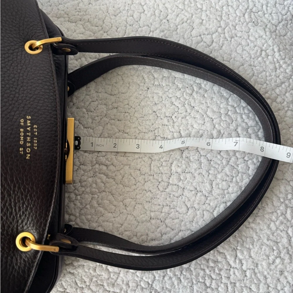 Smythson of Bond Street Agatha Kiss Lock Shoulder Bag in Dark Chocolate - Picture 17 of 17